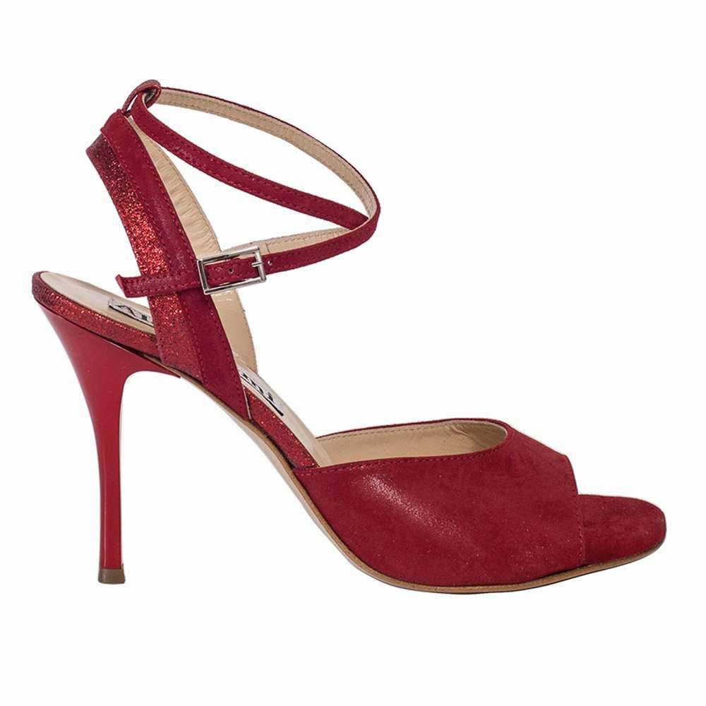Alagalomi Tango Shoes Nina Red Suede and Glitter - Alagalomi Tango ...