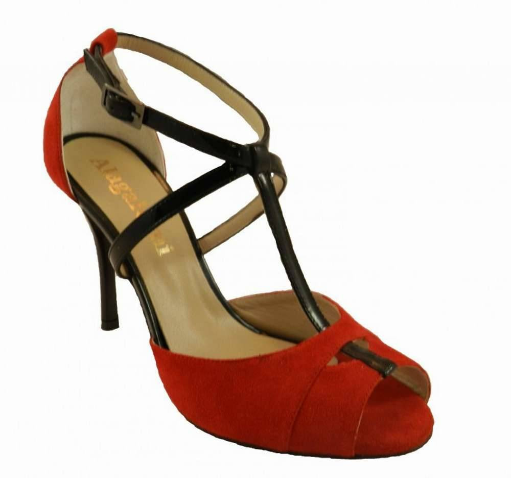 Alagalomi Tango Shoes Diez Red Suede and Black Patent Leather ...